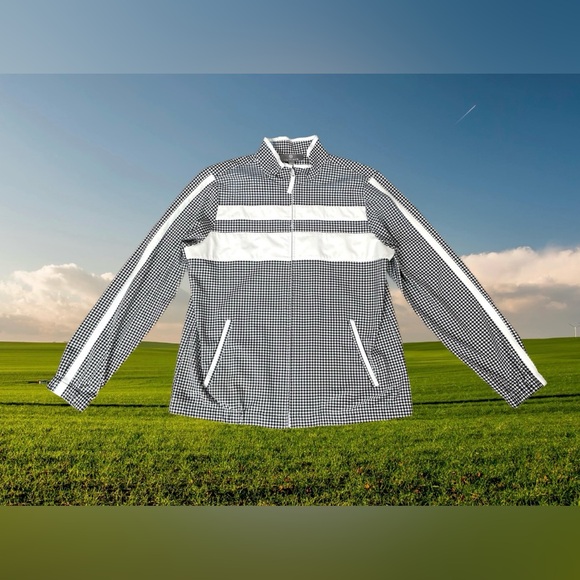 Talbots Jackets & Blazers - Talbots women's sport jacket windbreaker gingham striped MEDIUM athleisure zipup